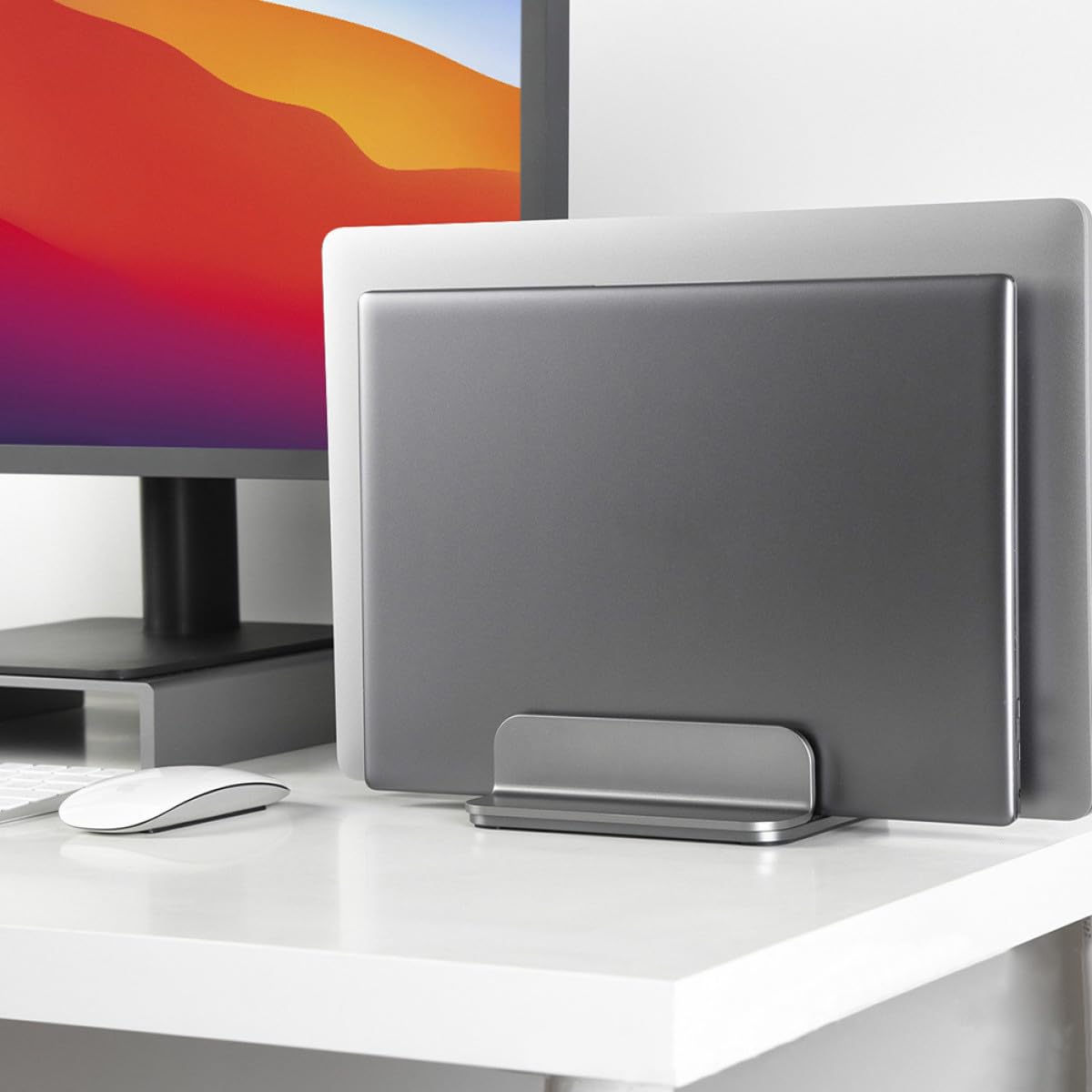 CALLARON Supporto Verticale per Laptop in Lega di Alluminio, Base per Tablet da Scrivania, Supporto Doppio Slot Leggero e Resistente per Computer Portatile, Stabile e Portatile per Uso