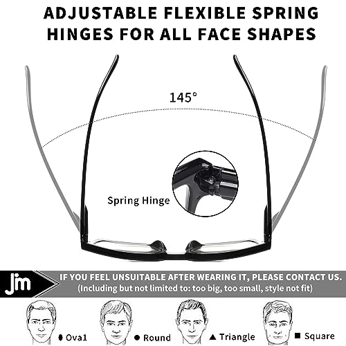 JM 2 Pack Square Bifocal Reading Glasses for Women Blue Light Blocking Computer Readers with Spring Hinge, Black & Tortoise +4.0 - Image 4