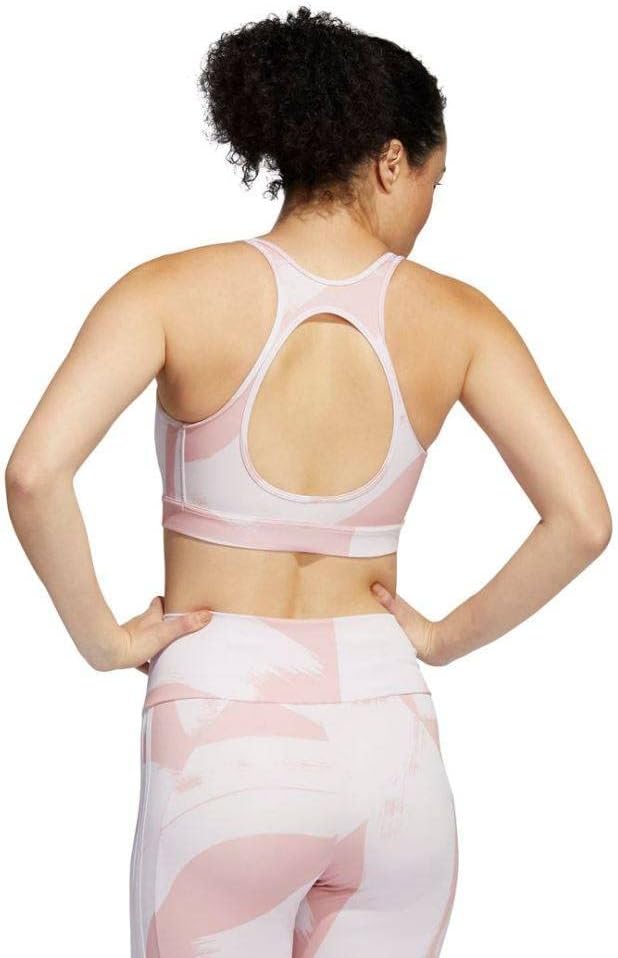 adidas Women's All-Over Printed Graphic Medium Support Training Sports Bra, Wonder Mauve/Almost Pink
