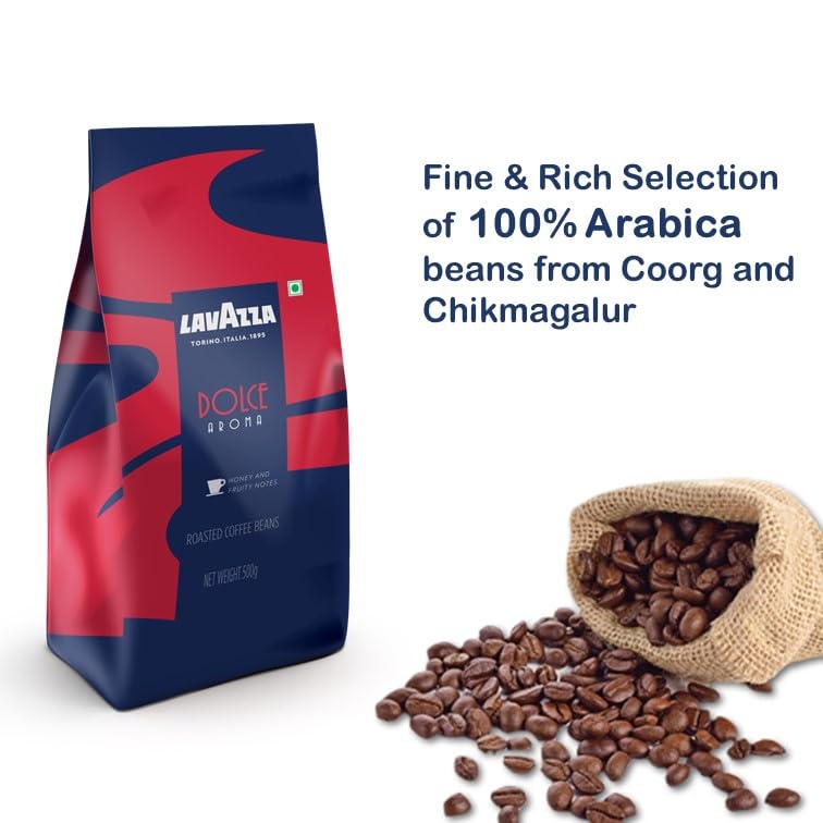 Image of Lavazza Dolce Aroma | Roasted Coffee Beans | Medium Dark Roast | Natural Arabica Blend | 500g Pack (Pack of 2)