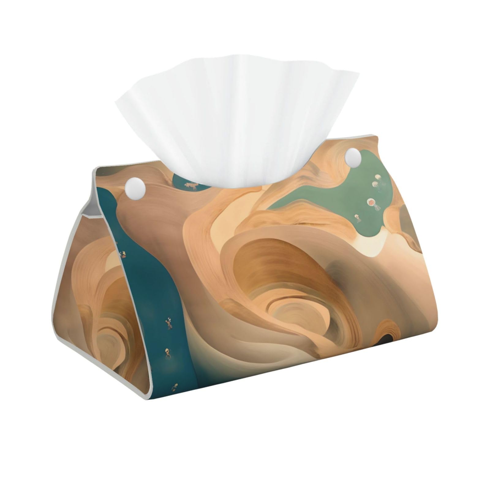Dunhuang Mystery Long Leather Tissue Box Cover-Waterproof PU Leather Tissue Holder for Bathroom, Decorative Rectangular Tissue Case