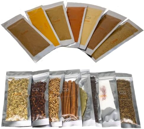 Cpise 15 ORGANIC Indian Spice & Seasoning Set - Ground Whole Indian Spices: Bay Leaves | Brown Mustard |Cayenne | Cinnamon | Cloves | Coriander | Cumin | Curry | Fennel | Ginger | Garam Masala | Black Cardamom | Tandoori Masala | Tikka Masala
