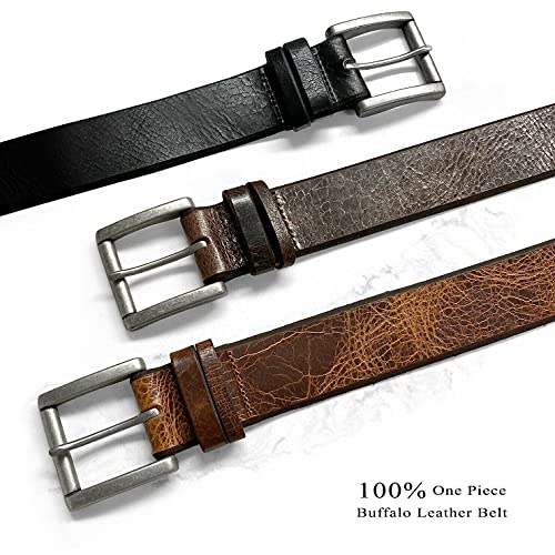BS0008 Genuine Full Grain Leather Vintage Casual Jean Belt 1-1/2"(38mm) Wide3