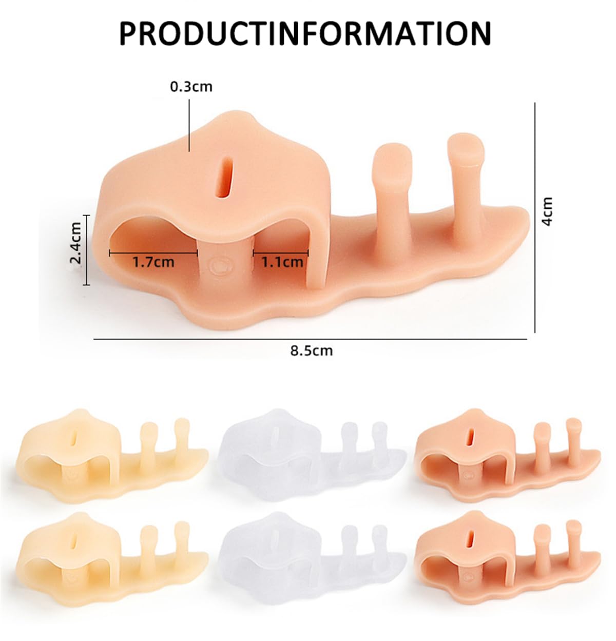Toe Separators, 3 Pairs Gel Toe Spacers Toe Spreaders for Men Women, Silicone Toe Straightener Splint with 2 Loops, Bunion Corrector for Plantar Fasciitis, Overlapping Hammer Toes, Foot Toe Alignment