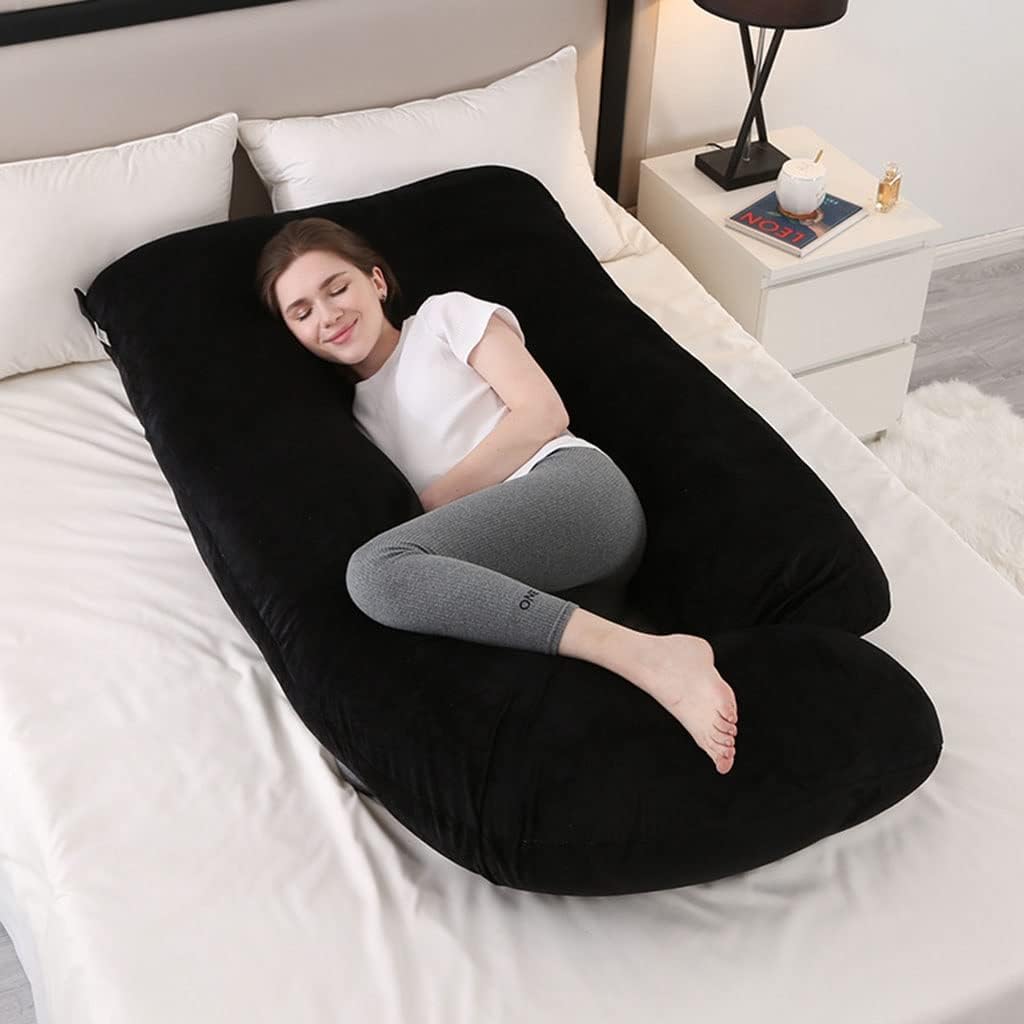 Pregnancy Pillow Crystal Velvet J Maternity Pillow Nursing Pillow. Supports The Abdomen, Legs and Waist. with Removable Cover for Easy Cleaning (Color : A4, Size : 180x80cm)