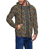 Asxzcbv Sudadera con capucha para hombre con estampado colorido de calaveras de azúcar, para otoño e invierno, casual, para interiores y exteriores, Negro, L