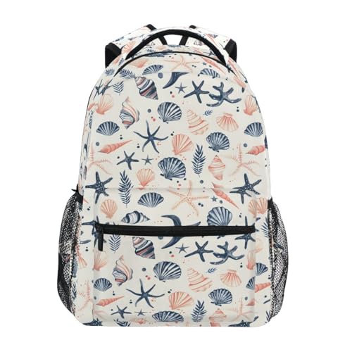 Sac à dos rétro coquillages multicolore S grande capacité léger pour étudiant