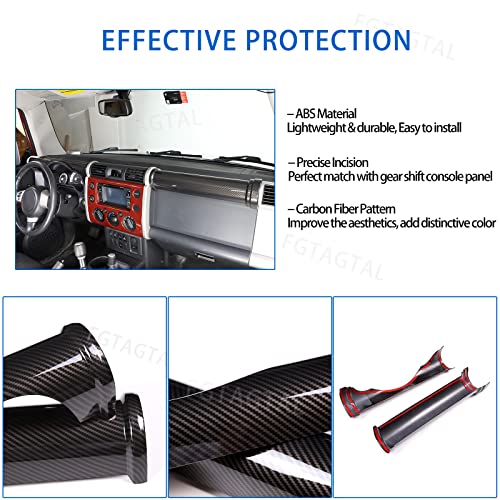 Image of Dashboard Center Console Trim Cover Compatible with Toyota FJ Cruiser 2007-2021 ABS Dashboard Dial Panel Cylindrical Trim Frame Accessories, 2PCS (Carbon Fiber Pattern Black)