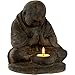 Volcanic Stone Statue T-Light Holder Praying Monk
