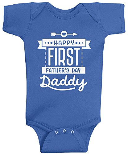 Threadrock Baby Girls' Happy First Father's Day Daddy Infant Bodysuit 18 Months Royal Blue