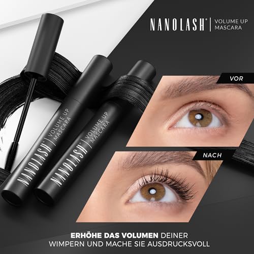 Wimperntusche für Volumen Nanolash 10ml - verdichtende Wimperntusche, Verdickung und Hervorhebung der Wimpern, Effekt voller und dicker Wimpern, Erhöhung des Volumens, schwarze Wimperntusche