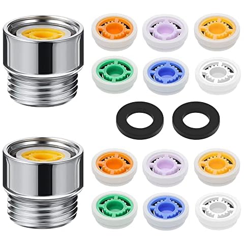 Stickerboy Shower Flow Reducer Limiter Set Water Flow Restrictor 1.2/1.5/1.8/2.0/2.2/2.5 GPM Shower Hose Flow Regulator with G1/2 Adapter for Fixed Shower Head and Handheld Shower Cover