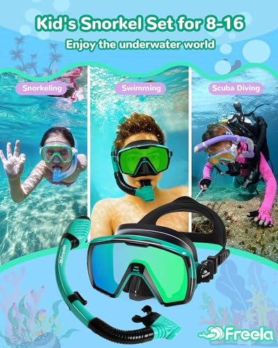 Kids Dry Snorkel Set Scuba Diving Mask 180° View Anti-Fog Snorkeling Kit - image 7