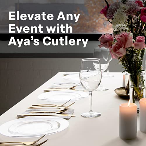 Aya's 100 Clear Plastic Plates Disposable, Premium Heavy-Duty Plastic Plates - 50 Plastic Dinner Plates 9" + 50 Salad, Dessert, Appetizer Plates 6.25" For Weddings - Disposable Clear Plates For Party #TOP7