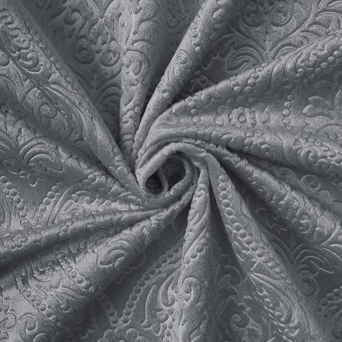 Image of Encasa XO Embossed Velvet Fabric Material by Meter Grey | Sofa Cloth Material | Unstitched Fabric for Making Cushion Cover, Sofa Cover | 175 GSM | 5 Meters, 500x150 cm