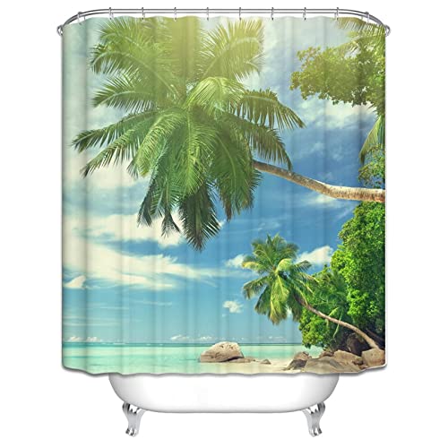 Rideau de douche bleu vert 165x180cm en polyester imperméable - 3