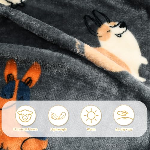 Catalonia Wearable Fleece Blanket with Sleeves and Foot Pockets for Adult Women Men, Micro Plush Comfy Wrap Sleeved Throw Blanket Robe Large, Gray Dog