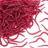CustomyLife 100pcs Fake Worms for Fishing, Soft Bass Realistic Maggots Baits Bread Worm Fishing Lure, Plastic False Wax Worm for Freshwater Ice Lure Fishing- Red