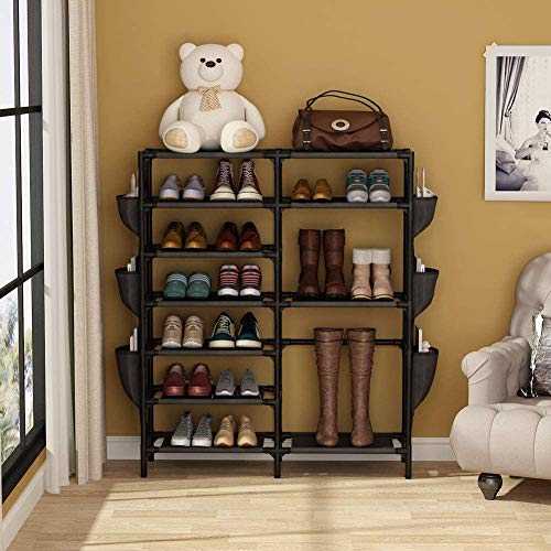 Image of COROID Digital Printed Multipurpose 6 Shelve Wardrobe,Foldable,Collapsible Fabric Wardrobe Organizer for Clothes Drawers Portable Wardrobe Clothing Space Saving Wardrobe (9-Layer, Black)