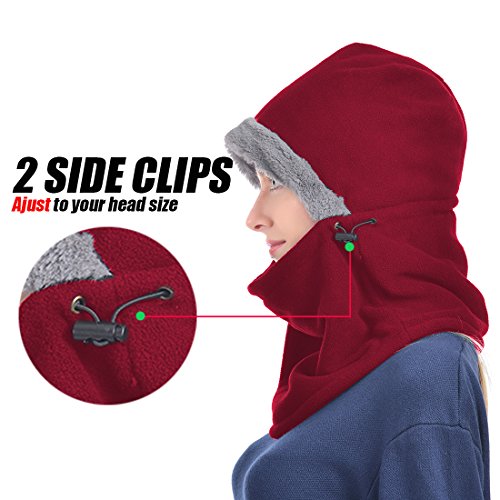 Ushake Ski Face Mask Balaclava-Winter Warm Ski Mask Fleece Neck Cover For Men& Women Red #TOP3