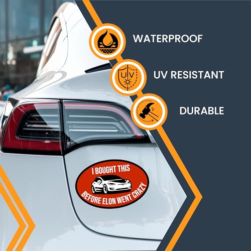 Image of Magnet Me Up I Bought This Before Elon Went Crazy Funny 4x6 Inch Oval Magnetic Decal Weatherproof, UV-Printed & Durable Elon Bumper Magnet, Made in USA