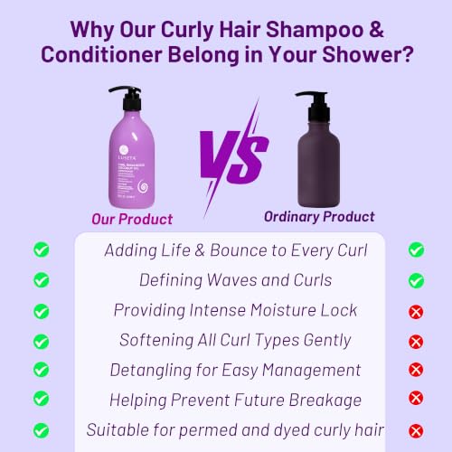 Image of Luseta Curly Shampoo & Conditioner Set with Coconut Oil, 2x16.8 fl oz | For Curly, Wavy & Coily Hair; Coconut Oil For Frizz and Dry Damaged Hair; Sulfate & Paraben Free