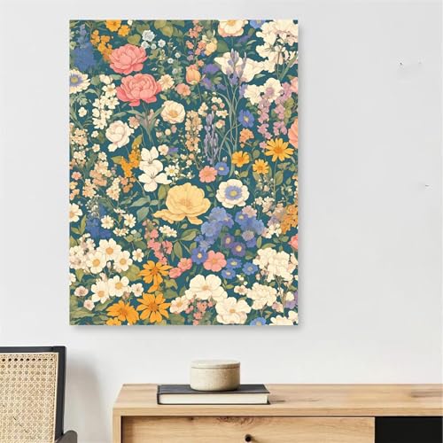 Peinture par Numéro Fleur 80x120cm avec Cadre - Toile Tableau DIY Activité Manuelle Adulte