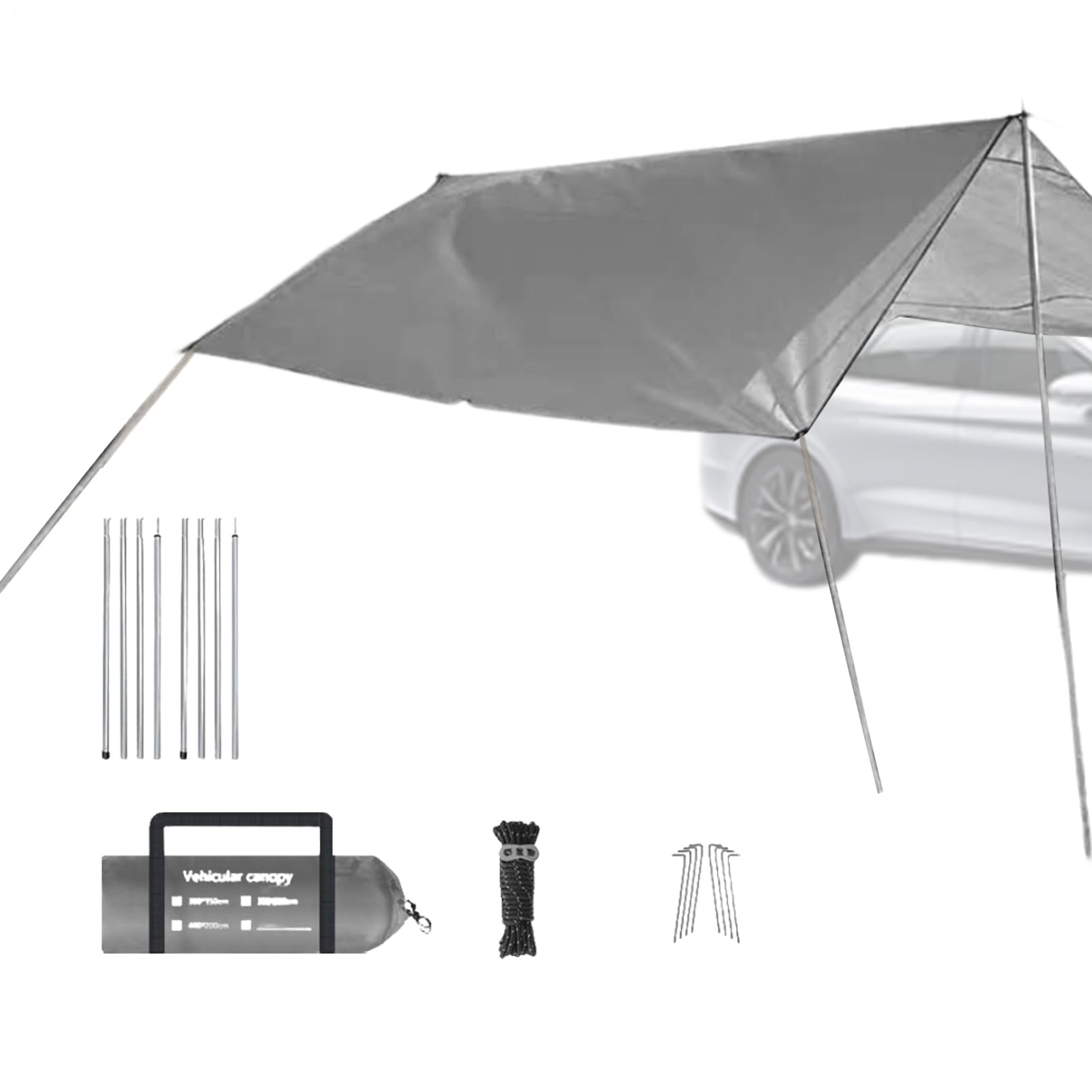 Tenda Da Auto Protezione Impermeabile E Ad Alta Resistenza | Solare Per Auto Da Camping Per Attività All'aperto Overlanding Tailgating Parcheggio Con Ombra E Protezione Contro La