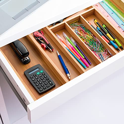 Expandable Bamboo Silverware Organizer - Kitchen Drawer Organizer, Utensil Holder - Drawer Organization And Storage In Kitchen, Bathroom Or Bedroom, 17” Long, Adjustable From 13” - 22.2” Wide, 2” Deep #TOP6