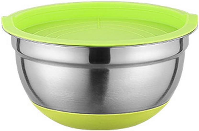 Household Salad Bowl Kitchen Accessories Set with Lid Large Capacity Non-Slip Bottom Polished Surface Easy to Clean Food Storage I