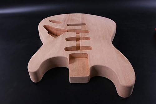 Miniatura 4 de Cuerpo de guitarra sin terminar para proyecto de guitarra ST DIY madera de caoba SSS pastillas estilo Bolt On Heel