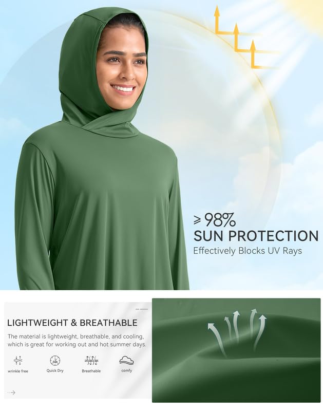 Pudolla Women's Sun Protection Shirt UPF 50+ Long Sleeve Lightweight UV Hoodie for Women Hiking Outdoor Fishing Summer4