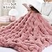 Smoofy Faux Fur Throw Blanket for Couch – Old Pink Fluffy Cozy Rabbit Fleece, Plush Soft Bubble Blanket for Sofa & Bed, for Mom, Warm Fuzzy Home Room Decor Throw 50