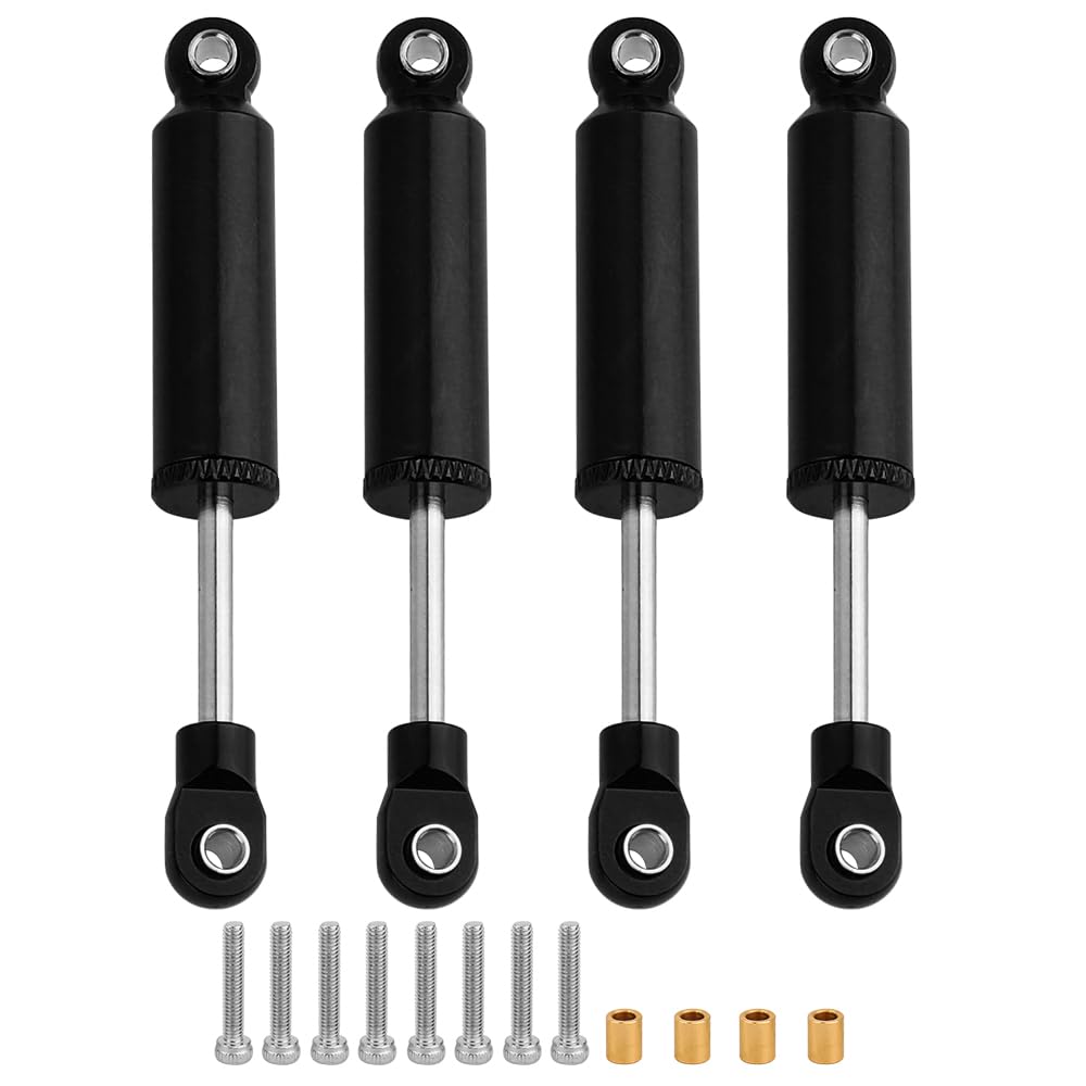 RZXYLRC TRX4M 4PCS Built-in Spring Shocks Absorbers Damper for 1/18 RC Crawler TRX-4M Bronco Defender K10 Metal Upgrade Part (black, 59mm)
