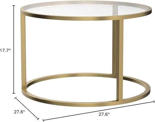 Miniatura 12 de SAYGOER Mesa de centro redonda de cristal para espacios pequeños, mesa central simple y moderna para sala de estar, oficina en casa, mesa auxiliar
