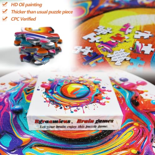 Bgraamiens Paint Splashes - Rompecabezas imposible colorido degradado de 1000 piezas para adultos, desafío difícil miniatura 3