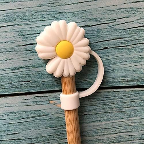 BHARAT EXPORTS Reusable Cute Cartoon Straw Cap | Silicone Straw Cover Cap | Dust-Proof Drinking Straw Tips Lids Cover (Pack of 10, Multi-Design) 1