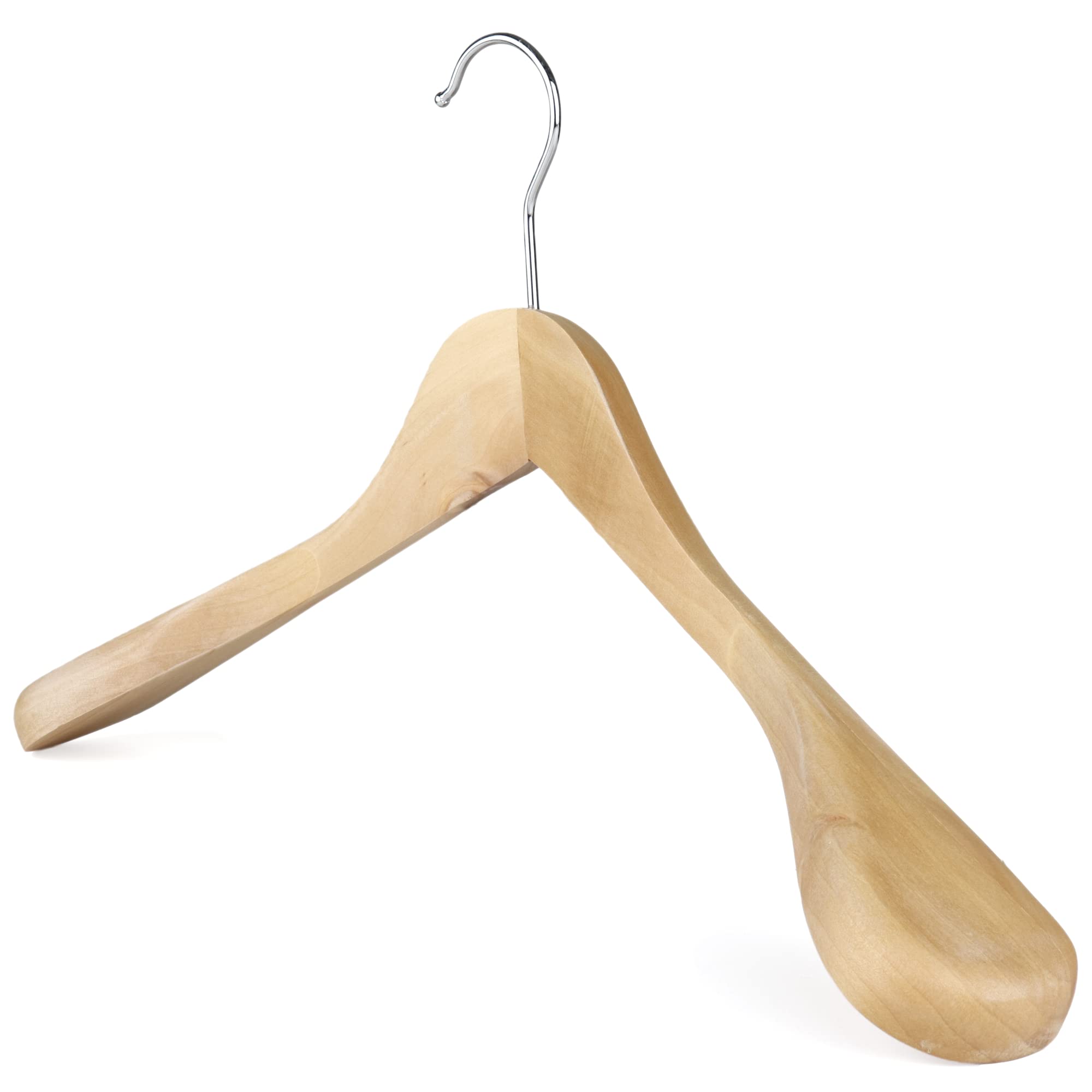 The Hanger Store 10 Wooden Coat Hangers With Broad Ends For Coats and Jackets