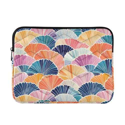 Funda de viaje para laptop de 13 a 14 pulgadas, diseño de abanicos japoneses dibujados a mano, bolsillos para computadora portátil para hombres y mujeres
