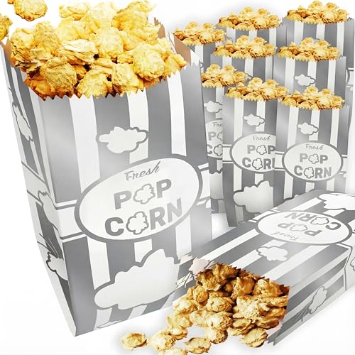 Image of CUSINIUM 1oz Metallic Silver Paper Popcorn Bags (100-pack) - Carnival Theme - Customizable
