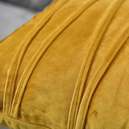 Image of Decorative Striped Throw Pillow Covers 14 X 14 Inch,Soft Solid Velvet Pillow Covers Cushion Case with Zigzag Pattern for Sofa Bedroom 35 X 35 Cm (Pack of 2) Yellow