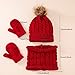 Kids hat and Gloves Set - Fashion Winter Kids Hat and Gloves Set for Boys Girls Toddler Pompom Knit Thick Warm Beanie for Cold Weather(Navy-C, One Size)