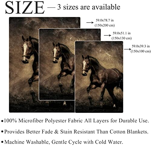 Couvertures chaudes et douces en microfibre plaid peluche cheval brun - 5