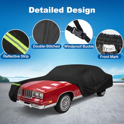 Image of Car Cover for Oldsmobile Cutlass Supreme, Ciera, Calais, Cruiser 1978-1997 | with Cotton Lining and Zipper, Waterproof Outdoor All Weather Cutlass Supreme Car Cover, Heavy 420D Cutlass Ciera Car Cover