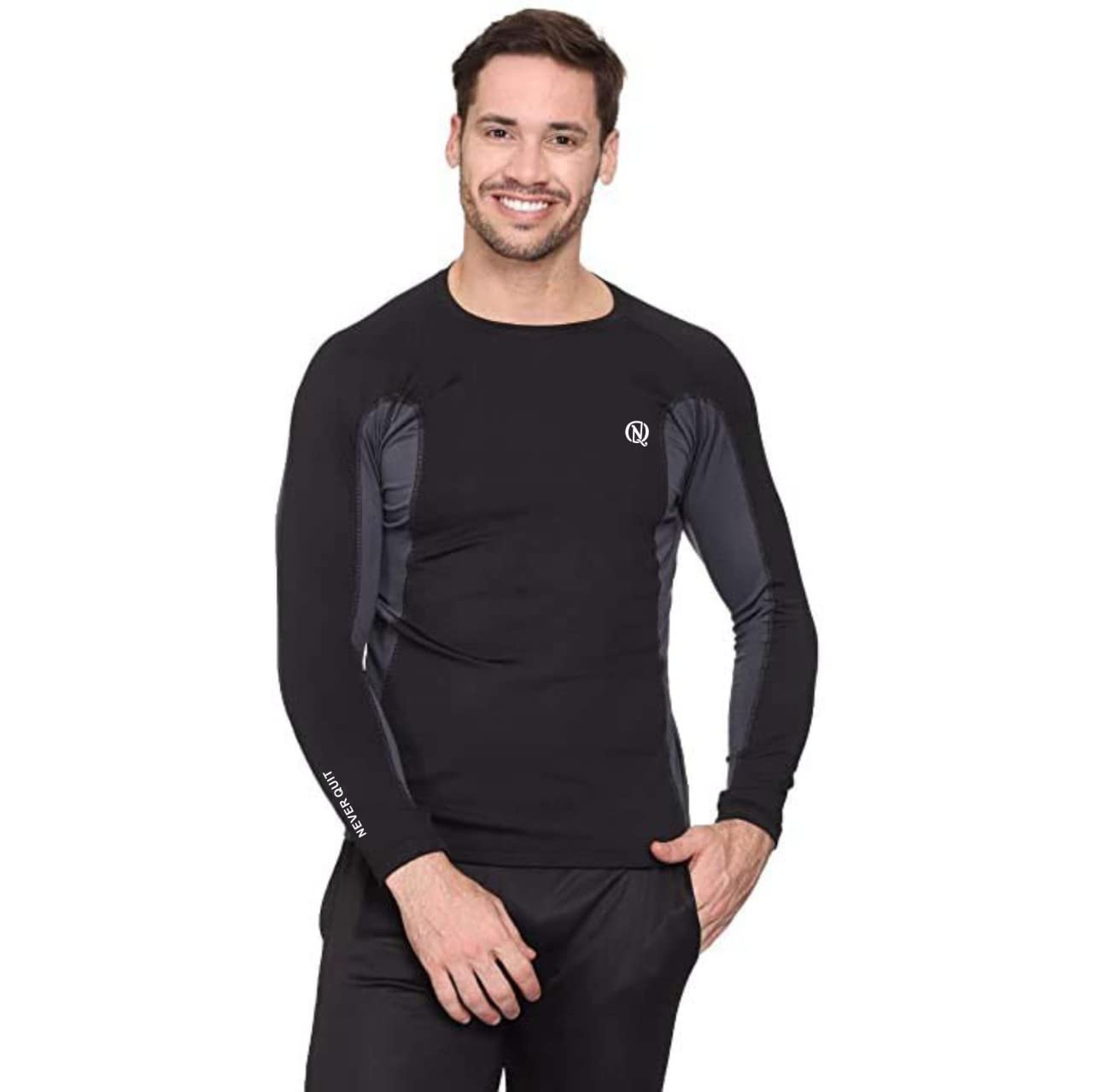 never quit Men & Women's Compression Top T-Shirt for Gym Sports Yoga Swimming Running Full Sleeve-picture-12