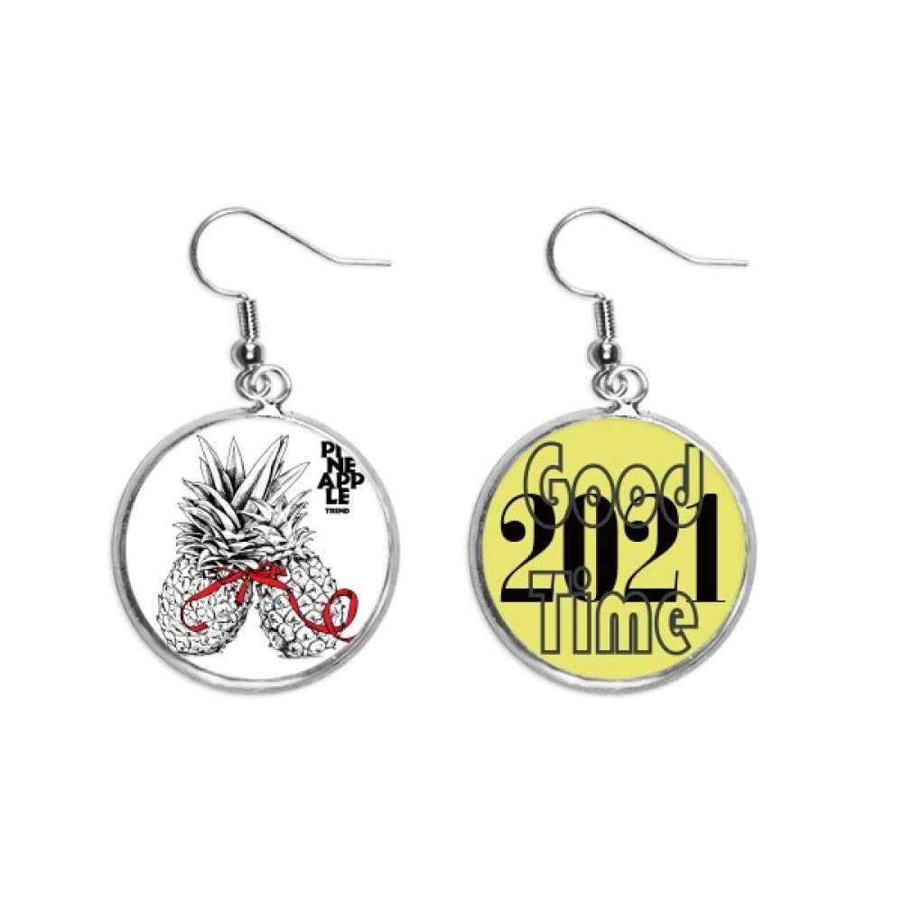 Pendientes de fruta tropical PineFruit joyería para parejas amuleto suerte 5