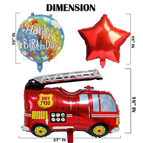 Image of Rozi Decoration Latex, Foil, Cardstock Fireman Theme Birthday Decoration Items For Girl, Boy, Kids Birthday Decor, Firefighter Fire Truck Theme Birthday Decorations Pack Of 73 Pieces, Multicolor