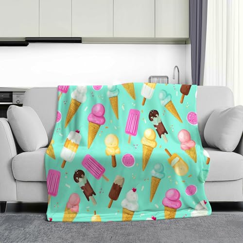 Couverture en flanelle imprimée de glaces et sucettes