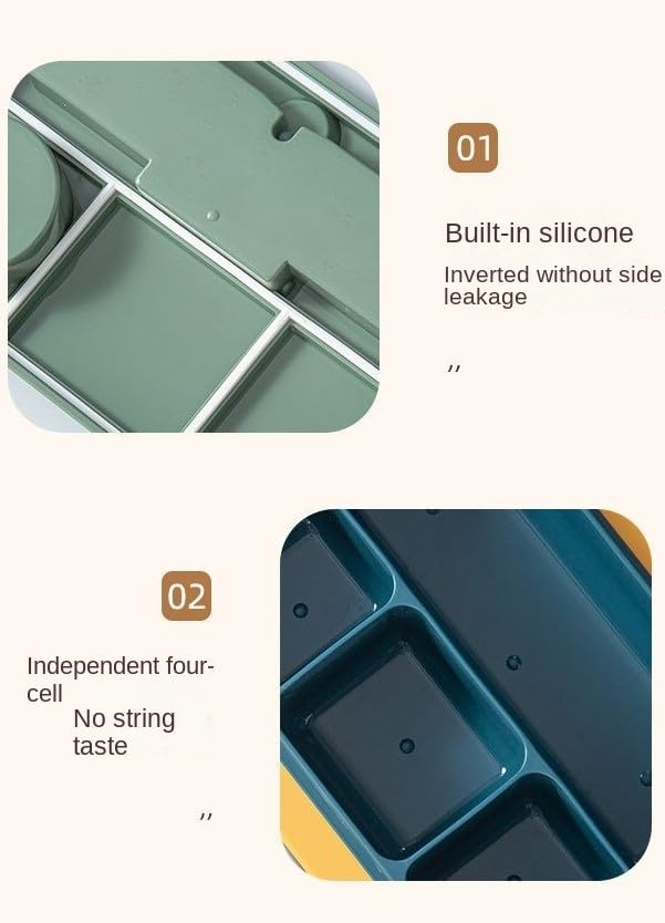 Cilox Bento Lunch Box for Kids with 4 Compartments 1300 ml (44 OZ), Utensils and Leak-Proof Lid, Microwave and Dishwasher Safe, Bento Box Adult Blue and Yellow - image 7