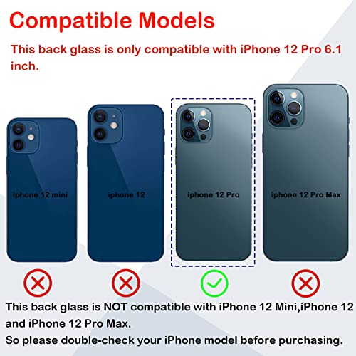 Phoupair OEM Back Glass Replacement for iPhone 12 Pro 6.1 Inches All Carriers with Professional Repair Toolkit and Installation Instruction (Pacific Blue)